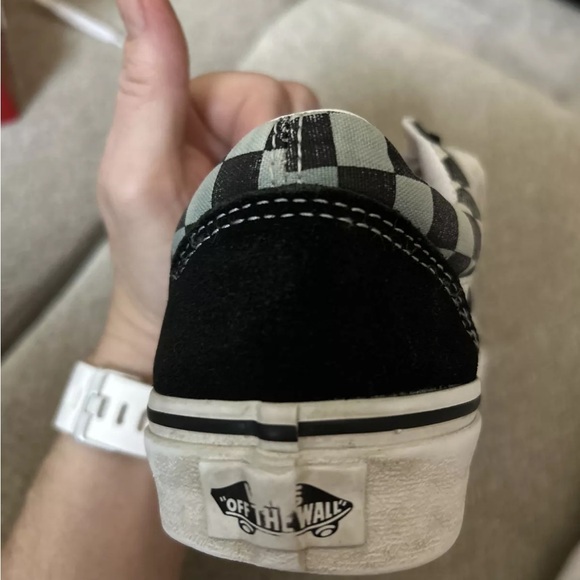Vans Off the Wall Men 6 Womens 7.5 Old Skool Black White Checkerboard Sneakers - Picture 9 of 13
